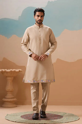 Celebration Beige Kurta Koti Pant Wedding Outfit for Men Clothsvilla