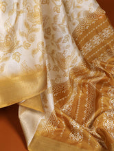 Load image into Gallery viewer, Mustard Yellow Dola Silk Saree with Printed Work and Zari Border ClothsVilla