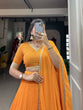 Load image into Gallery viewer, Mustard Yellow Color Dot Print Georgette Lehenga Choli ClothsVilla