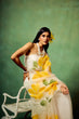 Load image into Gallery viewer, White Pure Organza Saree with Hand-Painted Oversized Yellow Floral Motifs &amp; Sequin Accents | Satin Blouse FANCY SAREES