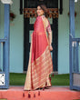 Load image into Gallery viewer, Elegant Maroon Plain Chiffon Saree with Gold Border, Printed Blouse &amp; Tassel Detailing CHIFFON