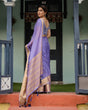 Load image into Gallery viewer, Lavender Plain Chiffon Saree with Gold Zari Border, Geometric Printed Blouse &amp; Tassel Detailing CHIFFON