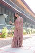 Load image into Gallery viewer, Regal Pink Handloom Cotton-Linen Saree with Floral Motifs, Golden Zari Highlights, and Tassel Detailing LINEN HANDLOOM