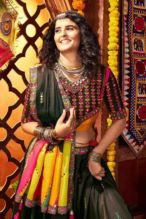 Navratri Special Black Mirror Chaniya Choli Set Clothsvilla