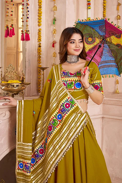 Fluorescent Green Chaniya Choli for Navratri Garba Night Clothsvilla