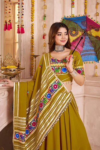 Fluorescent Green Chaniya Choli for Navratri Garba Night Clothsvilla