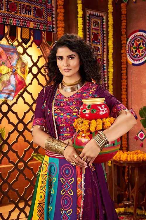 Multi Color Mirror Work Chaniya Choli for Navratri Clothsvilla
