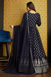 Load image into Gallery viewer, Navy Blue Anarkali Long Gown with Metallic Foil Work ClothsVilla