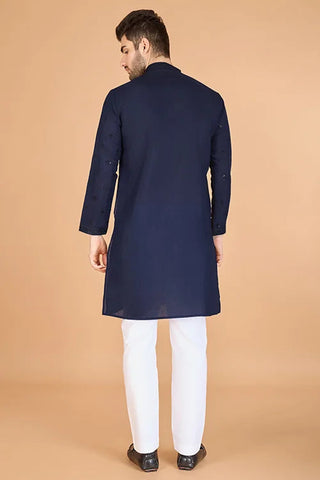 Navy Blue Viscose Silk Kurta Set – Stylish & Comfortable Clothsvilla