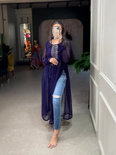 Load image into Gallery viewer, Shimmering Sequin Navy Blue Embroidered Naira Style Kurti ClothsVilla