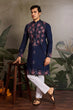 Load image into Gallery viewer, Wedding Special Navy Blue Embroidered Mens Kurta Set Clothsvilla