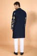 Load image into Gallery viewer, Navy Viscose Rayon Designer Men's Kurta Online Clothsvilla