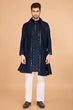 Load image into Gallery viewer, Navy Viscose Fabric Embroidered Traditional Kurta for Mens Wear Clothsvilla