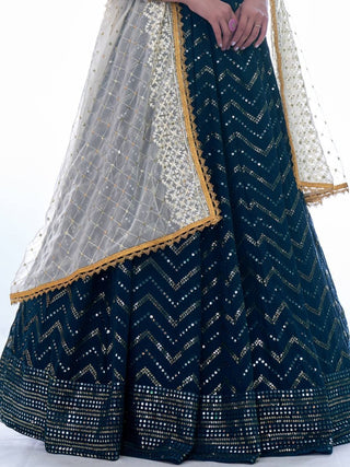 Navy Blue Color Thread Work With Georgette Lehenga Choli |Wedding Wear Clothsvilla