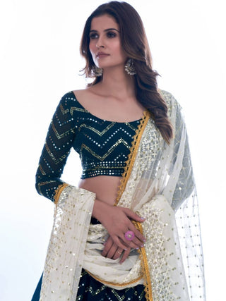 Navy Blue Color Thread Work With Georgette Lehenga Choli |Wedding Wear Clothsvilla