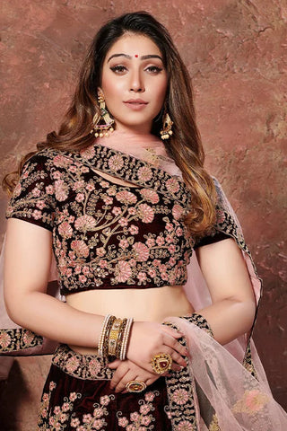 New Collection Indian Wear For Women Lehenga Choli Dark Marron Clothsvilla