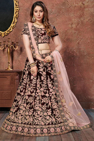 New Collection Indian Wear For Women Lehenga Choli Dark Marron Clothsvilla