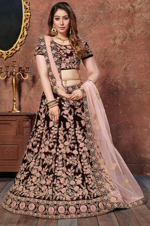 New Collection Indian Wear For Women Lehenga Choli Dark Marron Clothsvilla Main image