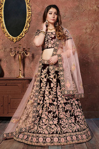 New Collection Indian Wear For Women Lehenga Choli Dark Marron Clothsvilla