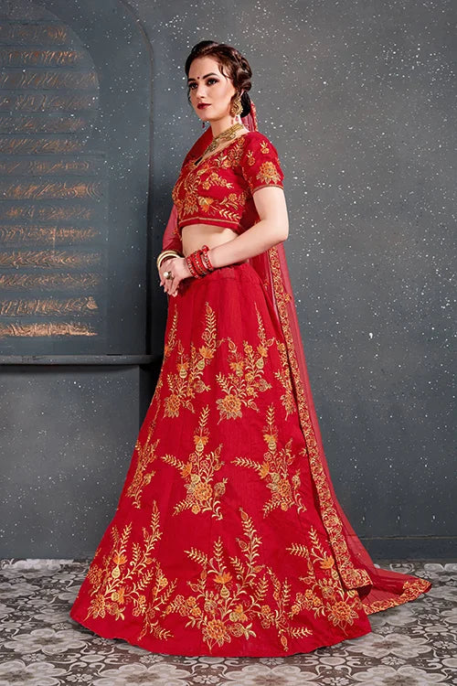 New Collection in Indian Wear for A Lehenga Choli Red Color Clothsvilla