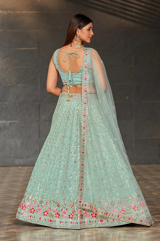 New Party Wear Collection Lehenga Choli With Dupatta Sky Blue Colour Clothsvilla