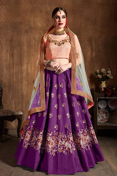 New Wedding Wear Collection For Women Lehenga Choli Purple Colour Clothsvilla