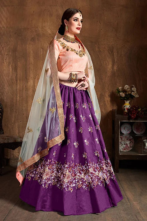 New Wedding Wear Collection For Women Lehenga Choli Purple Colour Clothsvilla