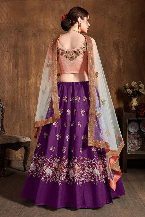 New Wedding Wear Collection For Women Lehenga Choli Purple Colour Clothsvilla