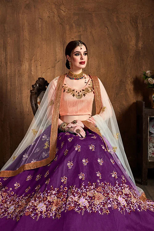 New Wedding Wear Collection For Women Lehenga Choli Purple Colour Clothsvilla
