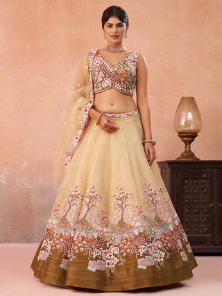 Net Sequins Embroidered Semi-Stitched Lehenga Choli with Dupatta Clothsvilla