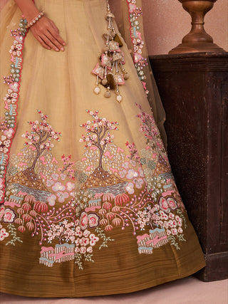 Net Sequins Embroidered Semi-Stitched Lehenga Choli with Dupatta Clothsvilla