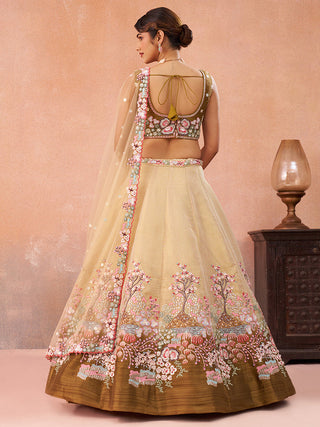Net Sequins Embroidered Semi-Stitched Lehenga Choli with Dupatta Clothsvilla
