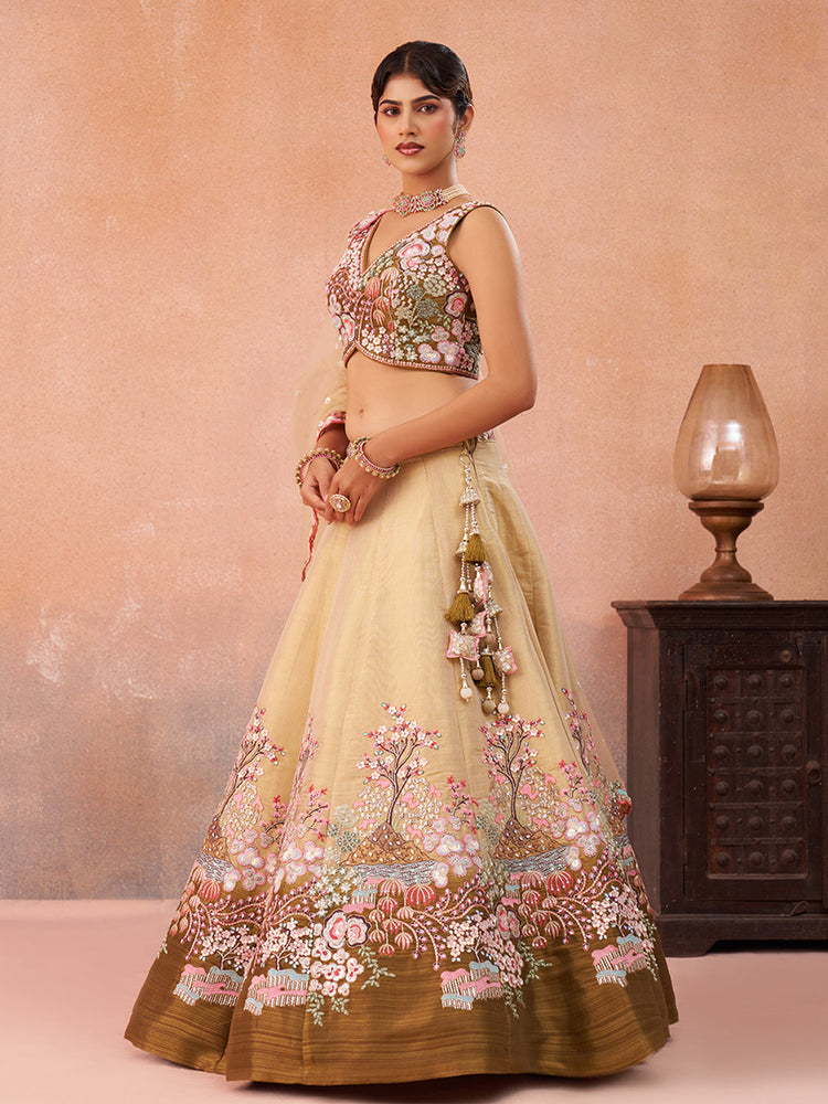 Net Sequins Embroidered Semi-Stitched Lehenga Choli with Dupatta Clothsvilla