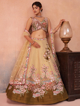 Net Sequins Embroidered Semi-Stitched Lehenga Choli with Dupatta Clothsvilla