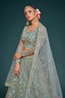 Load image into Gallery viewer, Ocean Aqua Soft Net Thread Embroidery Work Lehenga Choli With Dupatta Clothsvilla