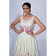 Load image into Gallery viewer, Off White Mirror Work Multi Embroidery Chiffon Palazzo Suit Clothsvilla