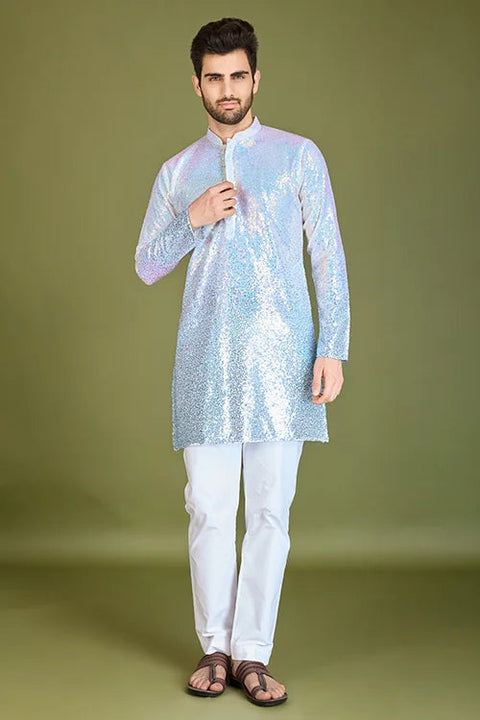 Stylish Ombre Blue Kurta for Men – Festive & Wedding men's kurta Clothsvilla Main image