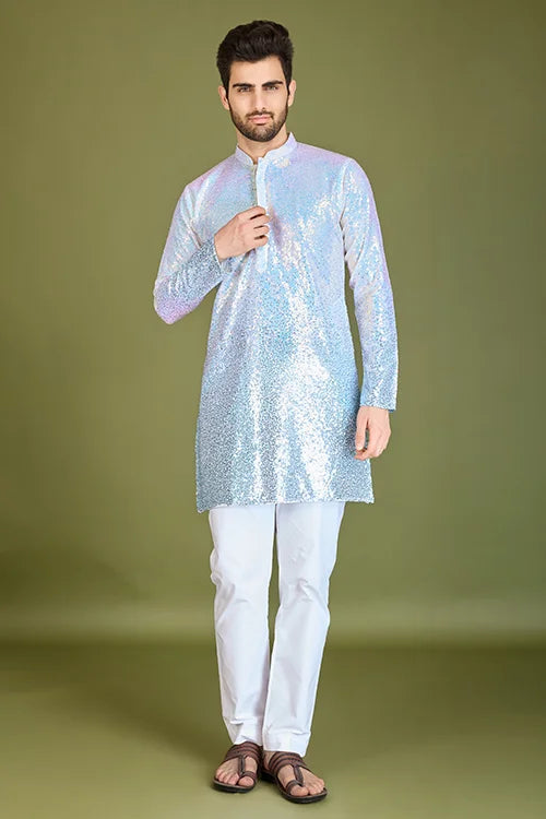 Stylish Ombre Blue Kurta for Men – Festive & Wedding men's kurta Clothsvilla