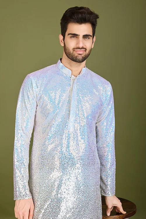 Ombre Yellow Designer Men's Kurta in Real Georgette gents kurta Clothsvilla