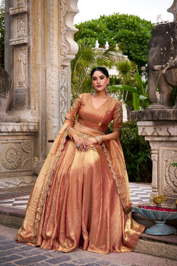 Orange Designer Fendi Lehenga Choli Set with Sequins & Thread Embroidery  Heavy Flair Stitched Lehenga with Dupatta ClothsVilla