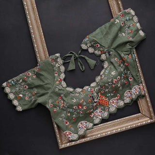 Orange Elegant Organza Saree with Zari, Dori & Real Mirror Work | Unstitched Bangalori Silk Blouse ClothsVilla