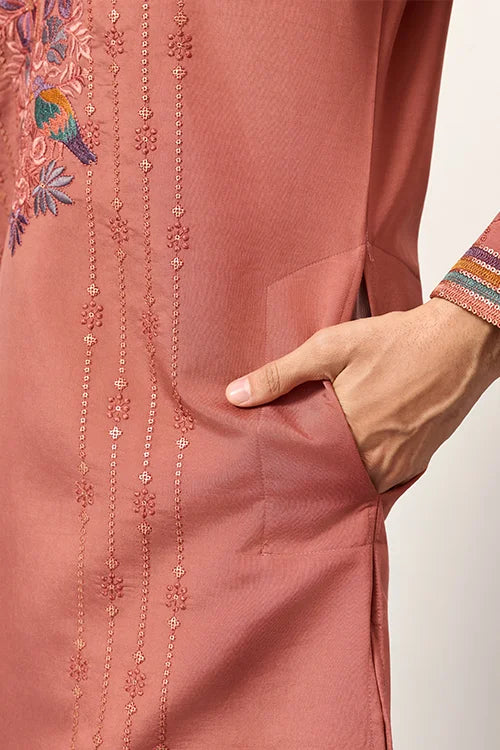 Elegant Royal V Style Orange Kurta Pant for Mens wear Clothsvilla