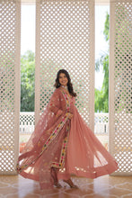 Load image into Gallery viewer, Elegant Embroidered Alia Cut Peach Gown with Printed Dupatta Set ClothsVilla