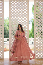 Load image into Gallery viewer, Elegant Embroidered Alia Cut Peach Gown with Printed Dupatta Set ClothsVilla