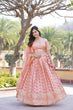 Load image into Gallery viewer, Designer Dyeable Viscose Jacquard Peach Lehenga Choli &amp; Dupatta Set with Sequins Embroidery ClothsVilla