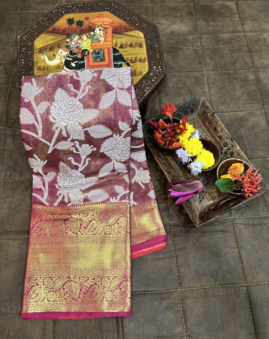 Exquisite Kanjivaram Silk Pink Saree with Zari Weaving Work ClothsVilla
