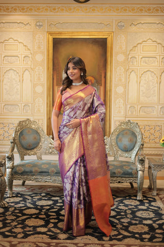 Exquisite Kanjivaram Silk Purple Saree with Zari Weaving Work ClothsVilla