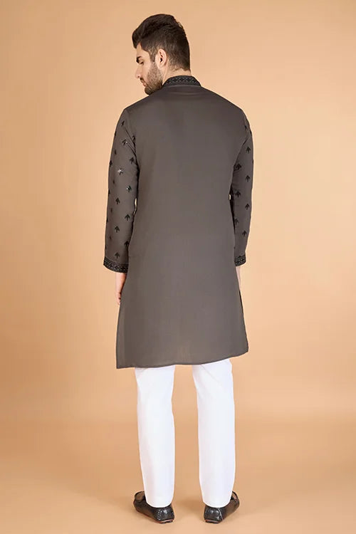 Elegant Brown Viscose Silk Kurta with Sequins – Clothsvillastore Clothsvilla