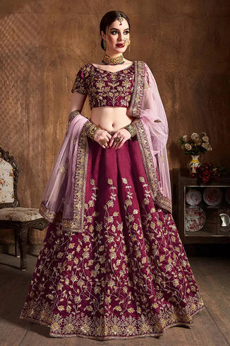 Party Wear Women New Collection Lehenga Choli Maroon Colour Clothsvilla