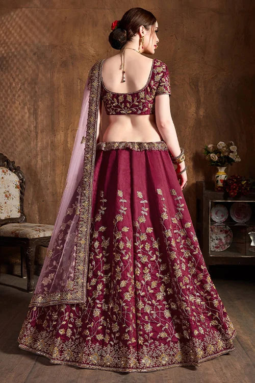 Party Wear Women New Collection Lehenga Choli Maroon Colour Clothsvilla